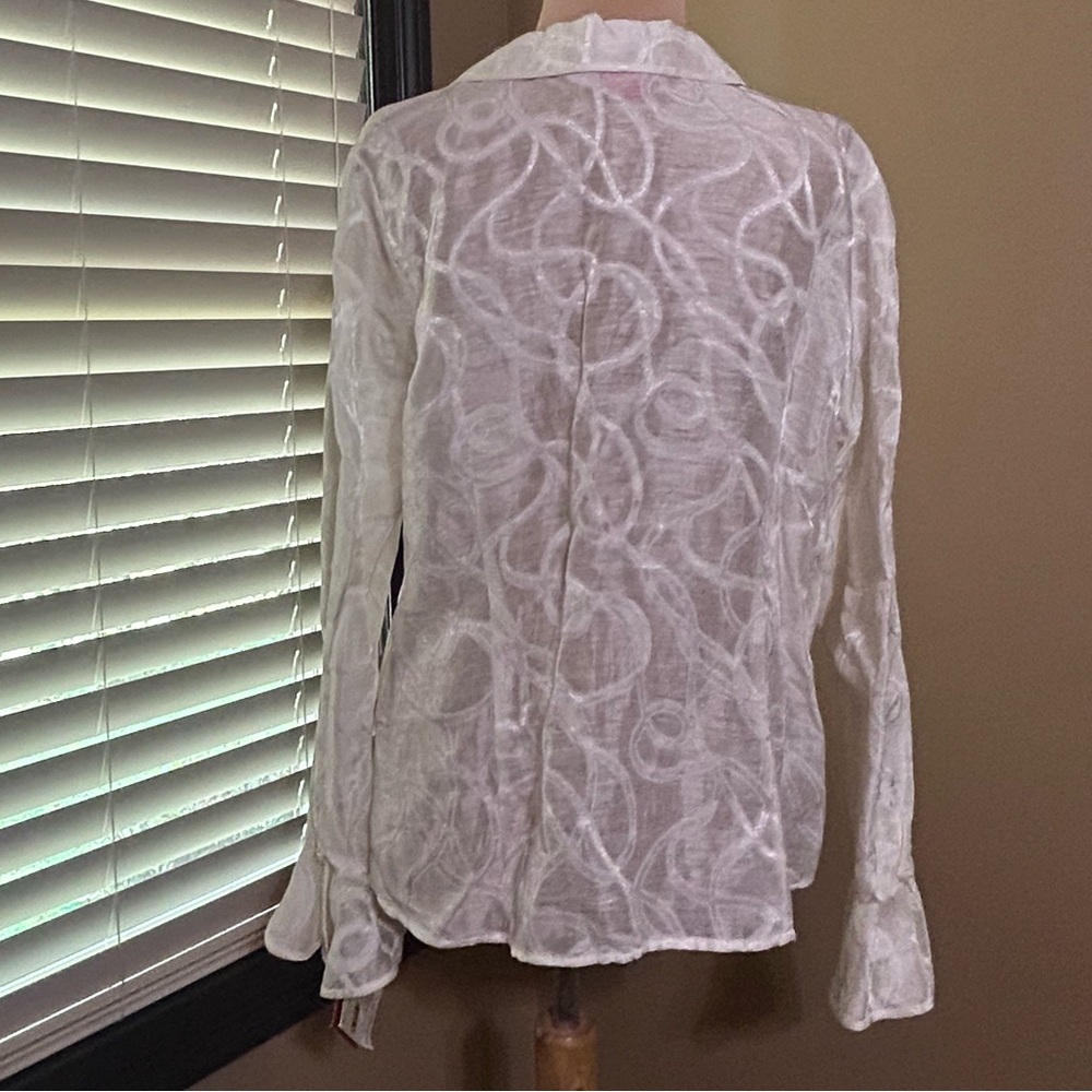 Oscar de la Renta White Textured Blouse - Picture 5 of 7